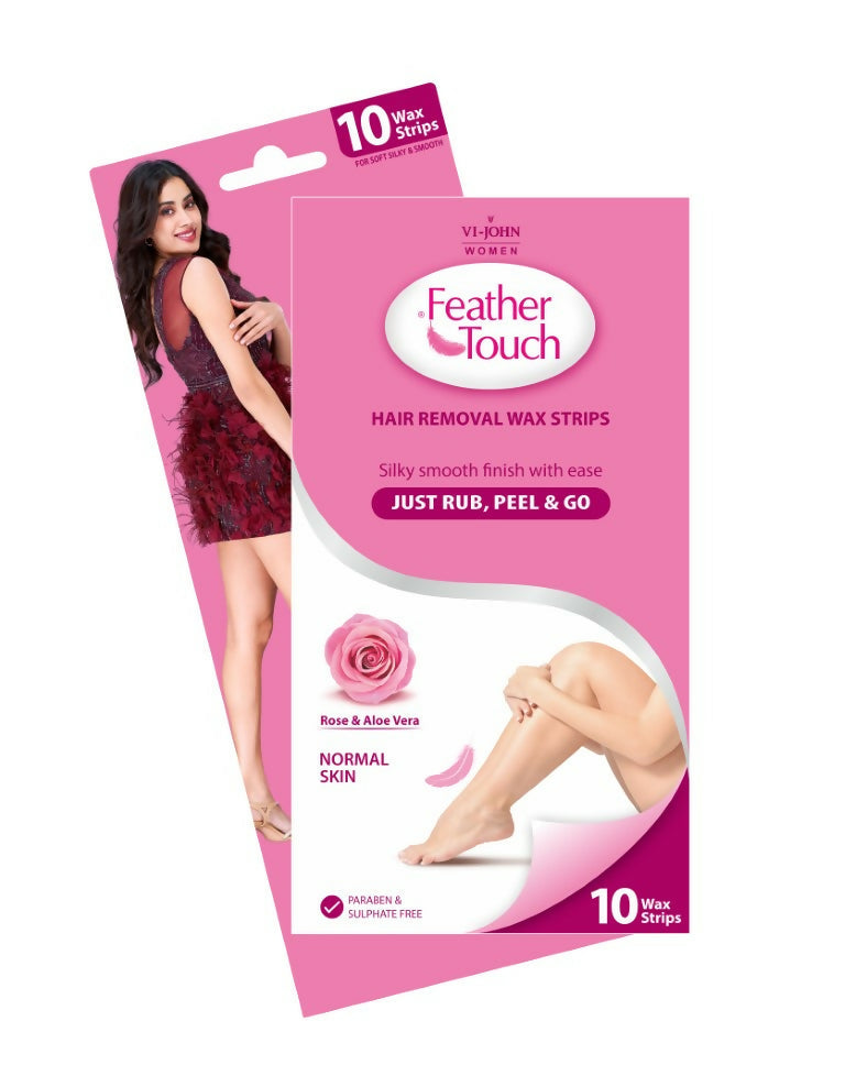 VI-JOHN Feather Touch Rose & Alevera Hair Removal Wax Strips for Normal Skin Praraben & Sulphate Free | Grocsy