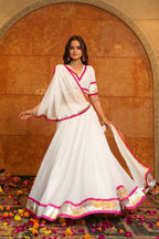 AI Fashion White Georgette Designer Navratri Wear Lehenga Choli Collection | Grocsy