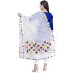 A R Silk White Color Multi rasgulla Silk Dupattas and Chunnis | Grocsy