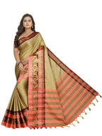 Vamika Banarasi Silk Cream Weaving Saree | Grocsy
