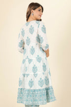 Aramya White Soft Cotton Block Anarkali Kurta for Women | Grocsy