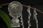Mominos Fashion Johar Kamal Trendy Oxidized Silver Plated Bahubali Jhumkas