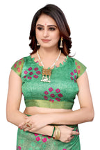 Vamika Ethnic Fire Pink Jari Border Linen Saree | Grocsy