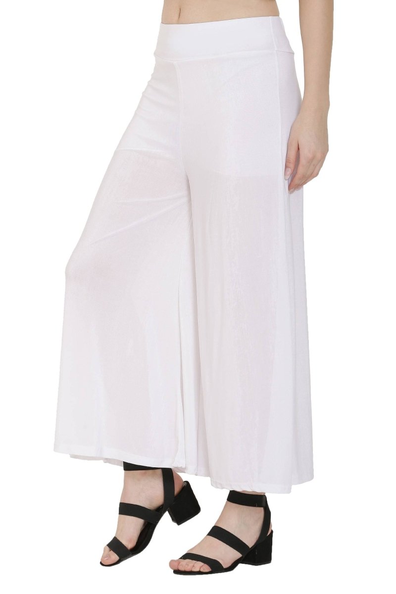 Asmaani White Color Lycra Fabric Flared Palazzo | Grocsy