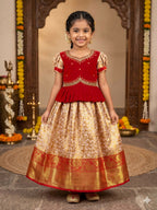Teeya Creation New Trendy Lehenga Choli Set For Girls-Red | Grocsy