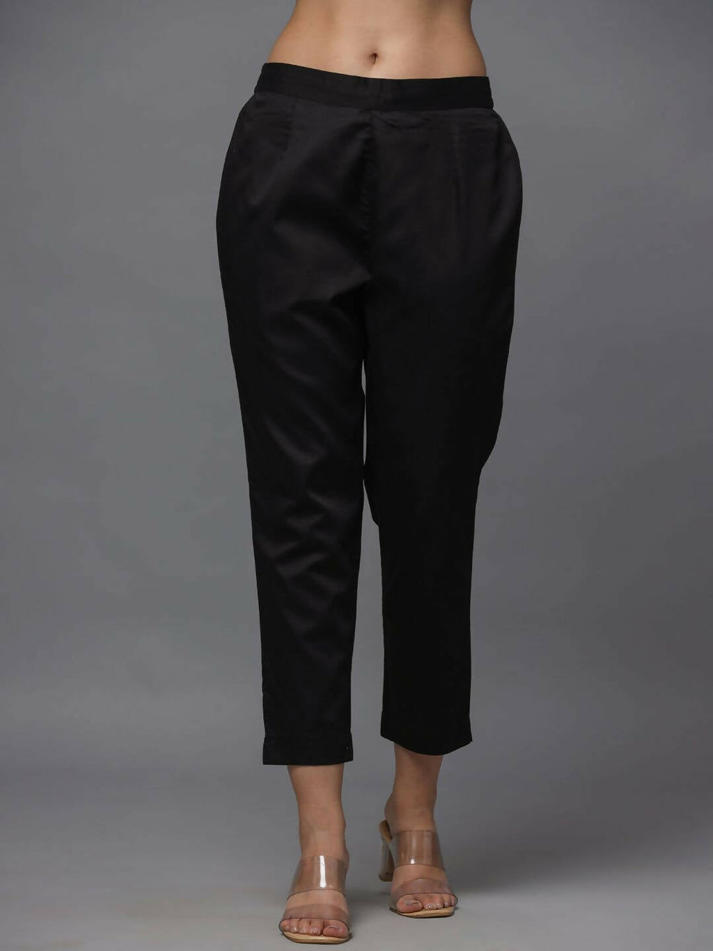 Juniper Women's Black Solid Straight Slim Pant | Grocsy