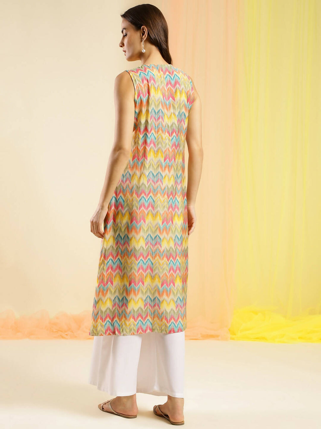 Women Multicolor Angrakha Poly Chanderi Printed Kurta - Shurma | Grocsy
