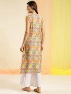 Women Multicolor Angrakha Poly Chanderi Printed Kurta - Shurma | Grocsy