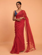 Suta Red Embellished Sequinned Pure Cotton Saree | Grocsy