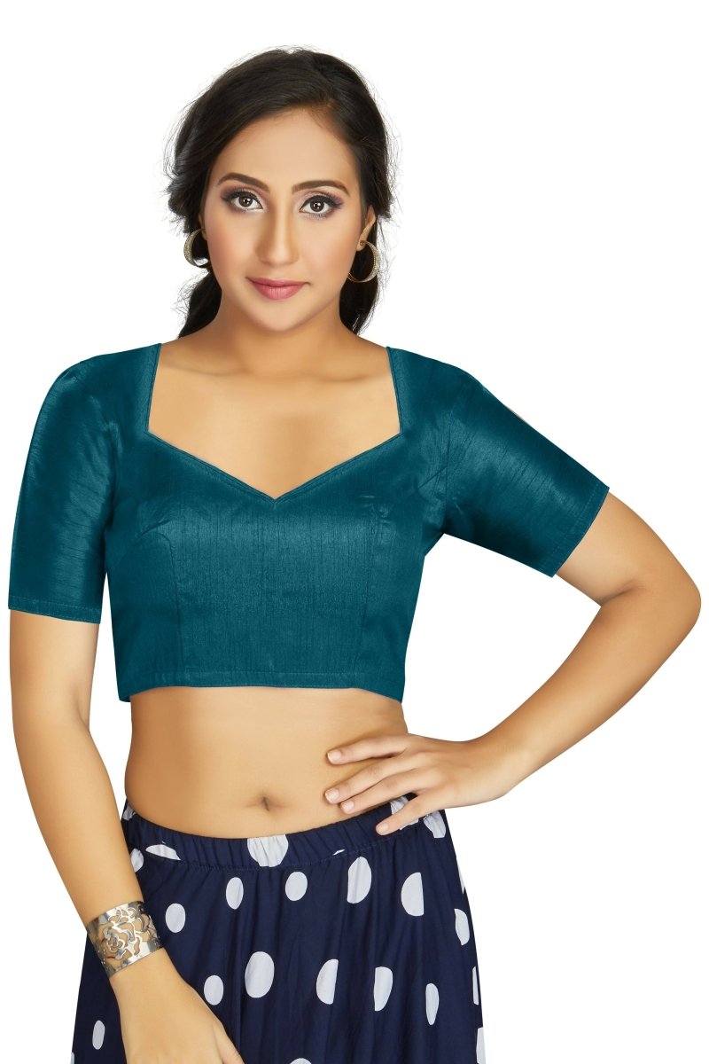 Aastha Fashion Women's Teal Art Silk Designer Traditional Readymade Blouse | Grocsy