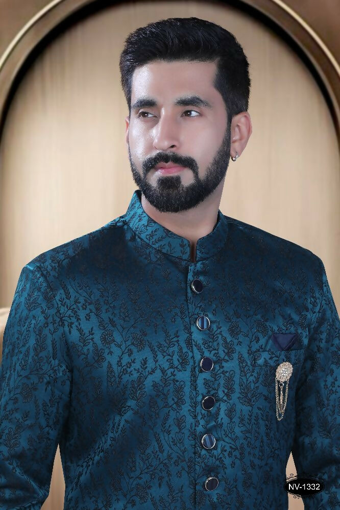 Joban Fashion Men's Blue Satin Kurta with Pyjama | Grocsy
