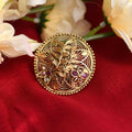 Mominos Fashion Joharkamal Gold-Polished Stone Studded Adjustable Finger Ring - Design 13 | Grocsy