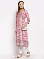 Myshka Women's Multi Pashmeena Printed 3/4 Sleeve Round Neck Casual Winter Kurta | Grocsy