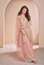 Anaita Peach Georgette Readymade Suit with Codding Dori & Sequence Work | Grocsy