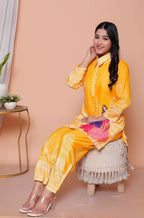 Miravan Womens Yellow Digital Printed Kurta Set | Grocsy
