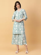 Joban Fashion Green Cotton Printed & Hand Work Co-ord Set | Grocsy