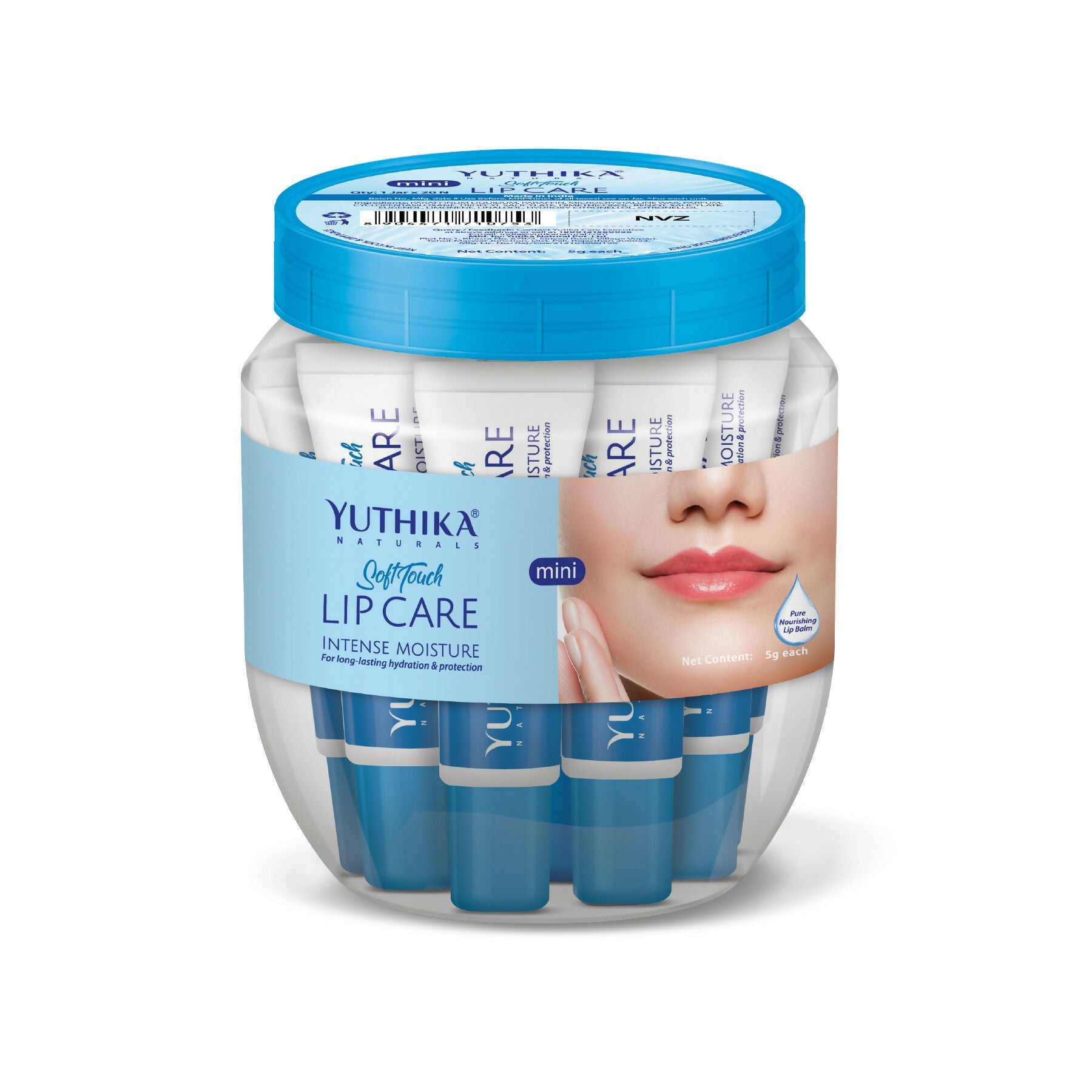 Yuthika Naturals Soft Touch Lip Balm, (Pack of 20) with Jar | Grocsy