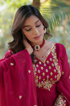Joban Fashion Pink Georgette Sequence Embroidery Work Kurta Set | Grocsy