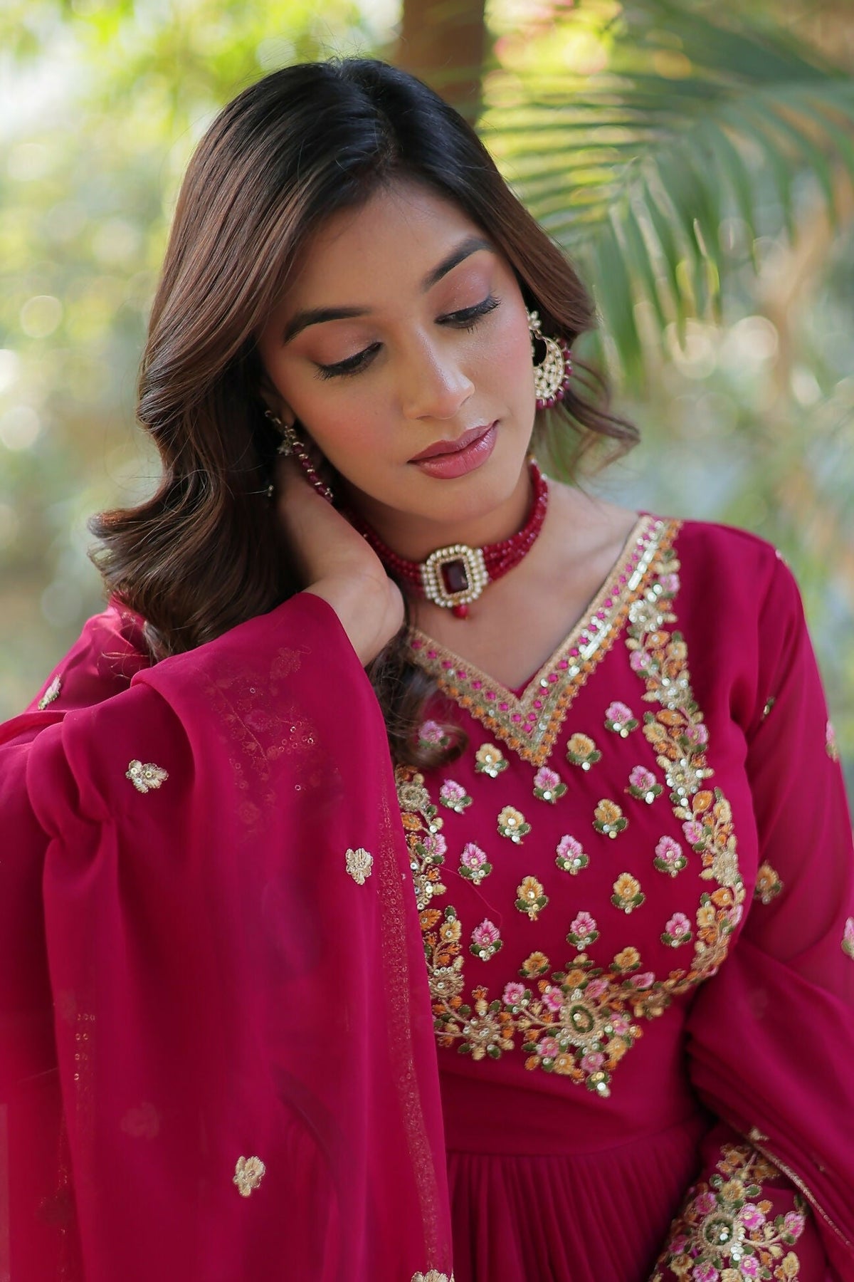 Joban Fashion Pink Georgette Sequence Embroidery Work Kurta Set | Grocsy