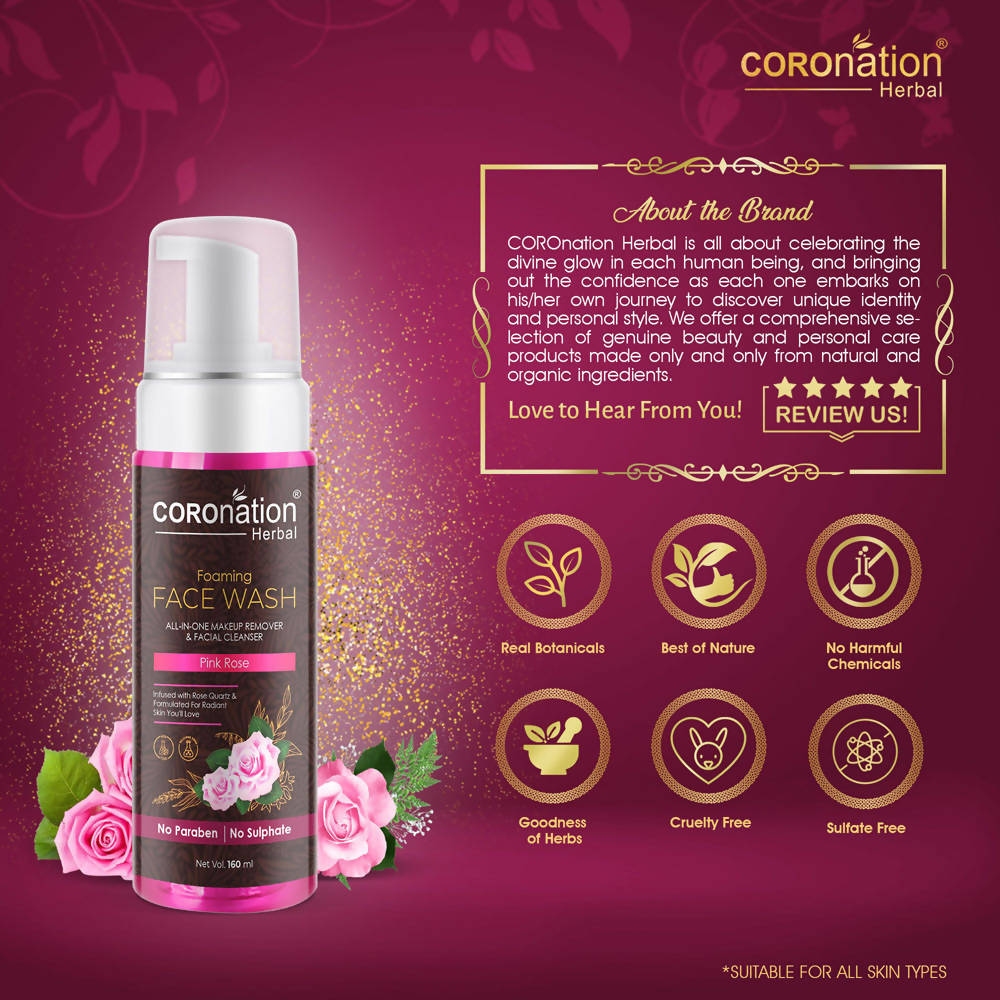 Coronation Herbal Pink Rose Foaming Face Wash | Grocsy