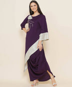 Women Republic Purple Assmetrical Kurta With Cowl Dhoti | Grocsy