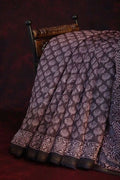 Dark Brown Ikat Design Semi Chanderi Saree By Gayathri Reddy Designer Studio | Grocsy