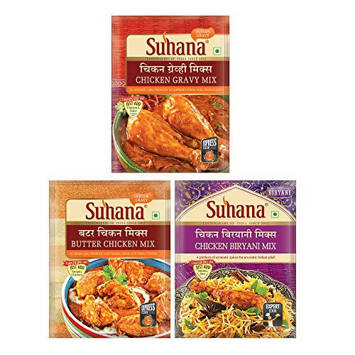 Suhana Spice Mixes - Chicken Gravy Mix, Butter Chicken Mix & Chicken Biryani Mix - Combo | Grocsy