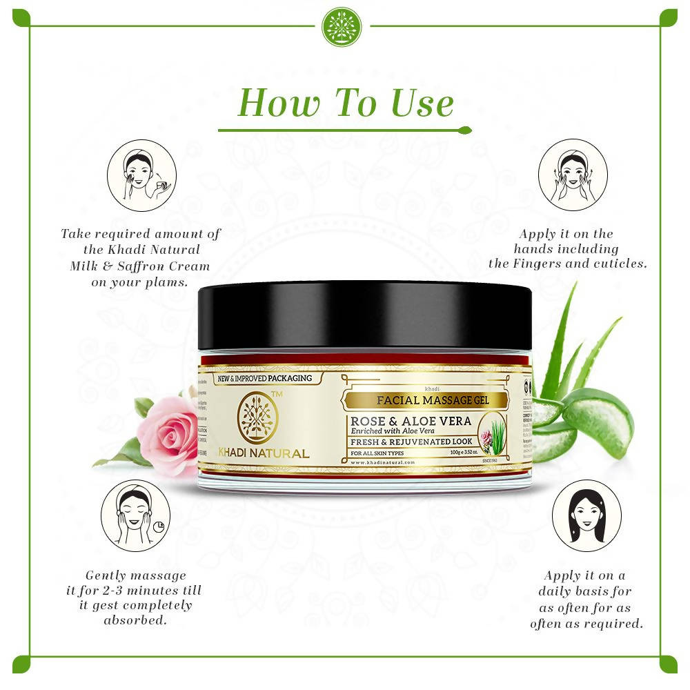 Khadi Natural Rose & Aloe Vera Facial Massage Gel | Grocsy