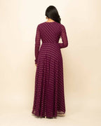 FIORRA Women's Wine Georgette Anarkali Kurta With Dupatta | Grocsy