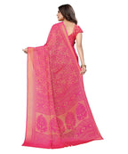 Vamika Pink Chiffon Brasso Bollywood Style Woven Saree (AARADHYA PINK) | Grocsy