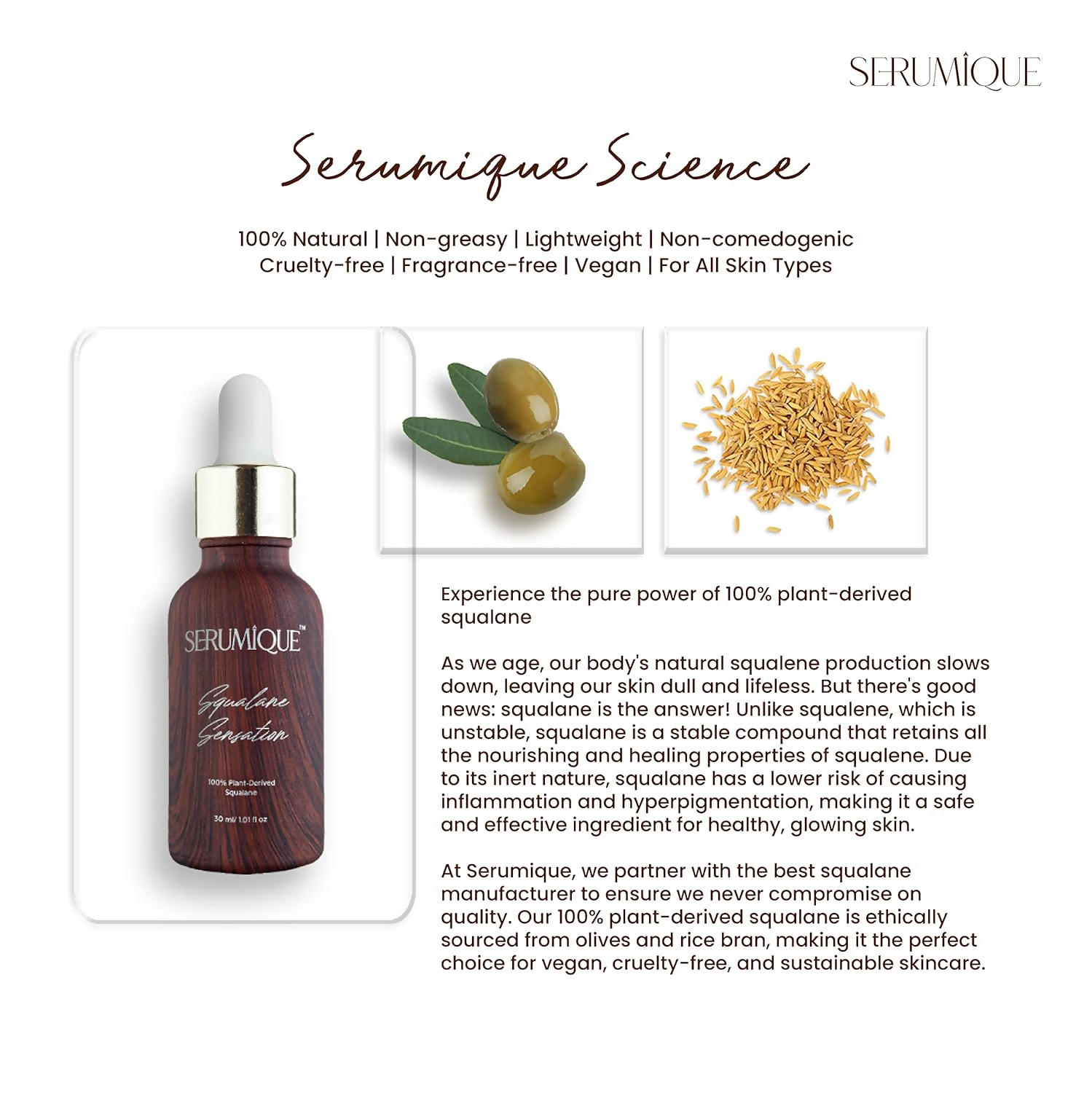 Serumique 100% Squalane Face Oil | Grocsy