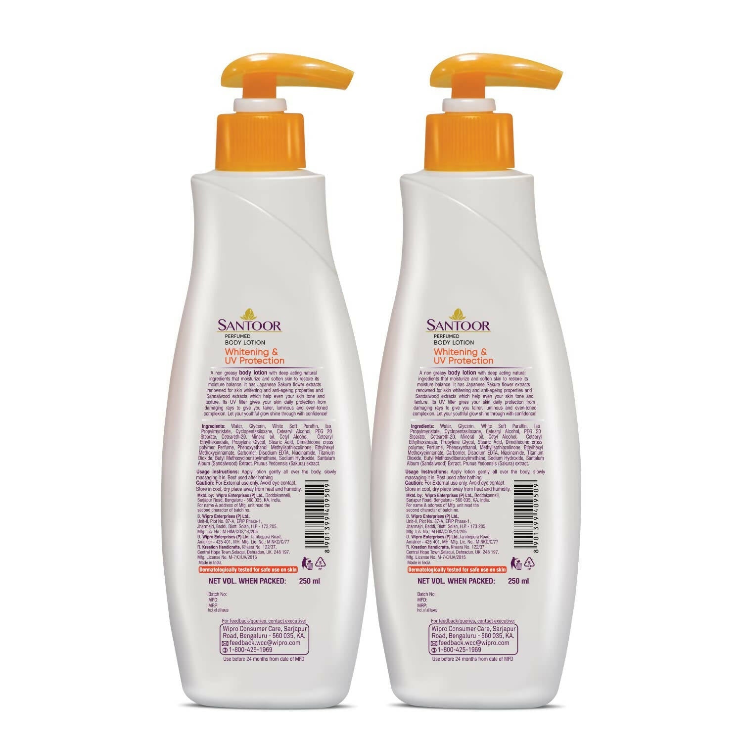 Santoor Body Lotion Whitening And UV Protection | Grocsy