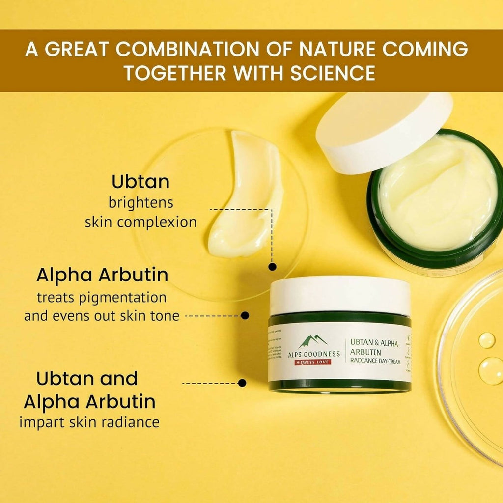 Alps Goodness Ubtan & Alpha Arbutin Radiance Day Cream | Grocsy