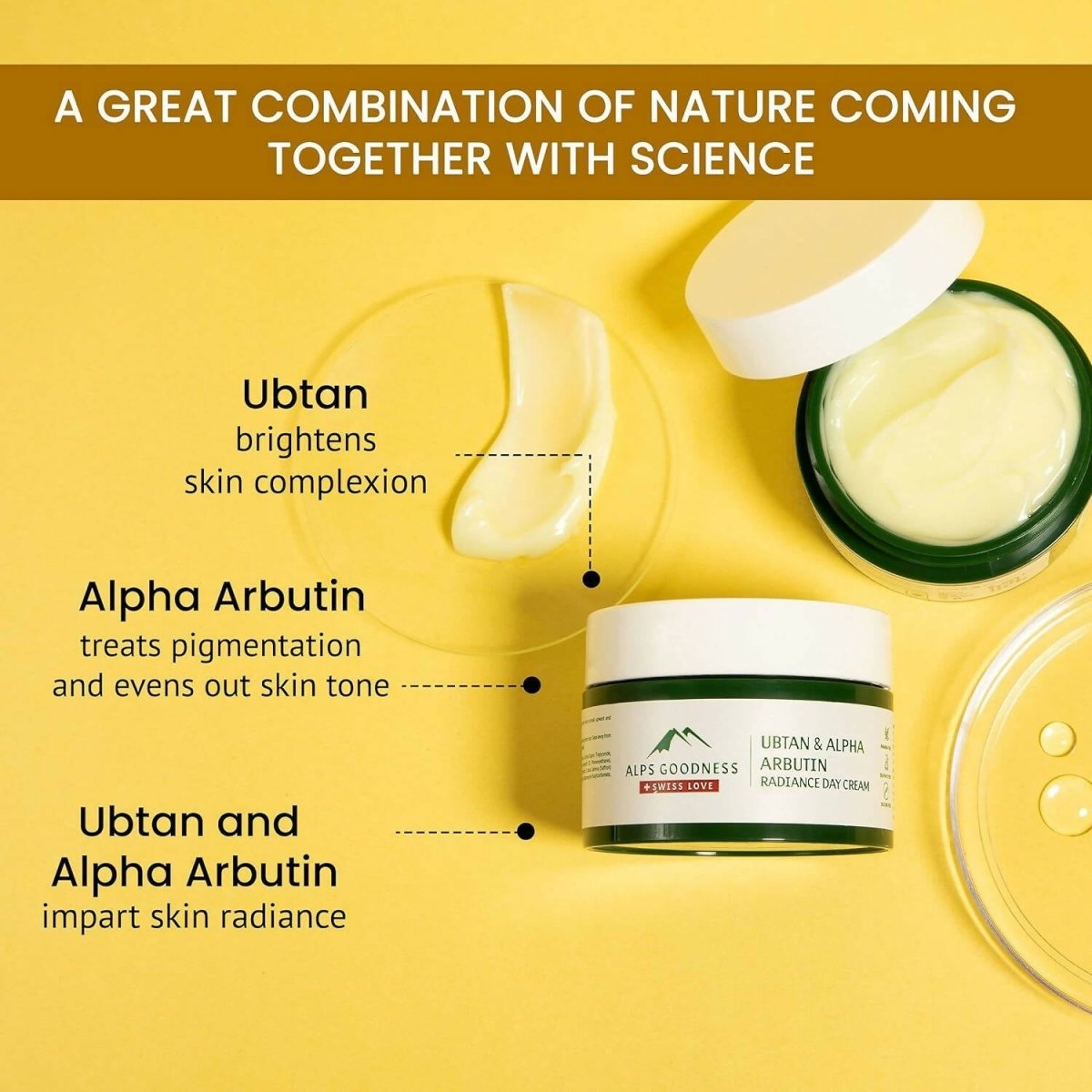 Alps Goodness Ubtan & Alpha Arbutin Radiance Day Cream | Grocsy