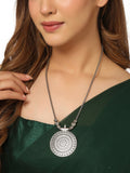 NVR Women's Elegant Silver Oxidised Brass Necklace | Grocsy
