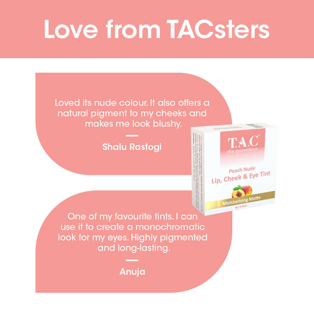 TAC - The Ayurveda Co. Peach Nude Lip, Cheek & Eye Tint | Grocsy