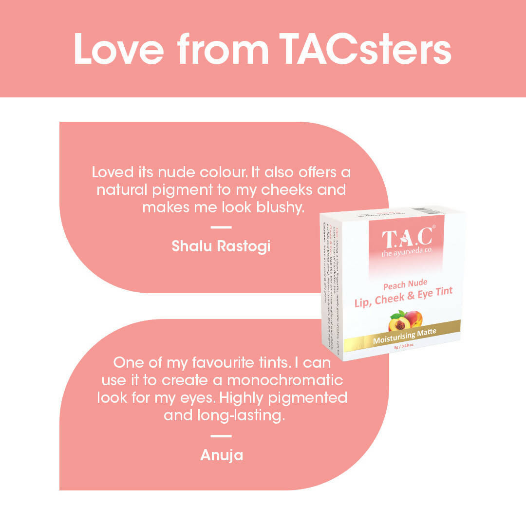 TAC - The Ayurveda Co. Peach Nude Lip, Cheek & Eye Tint | Grocsy