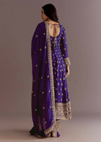 Teeya Creation Purple Color Chinnon Silk Embroidery Work Gown | Grocsy