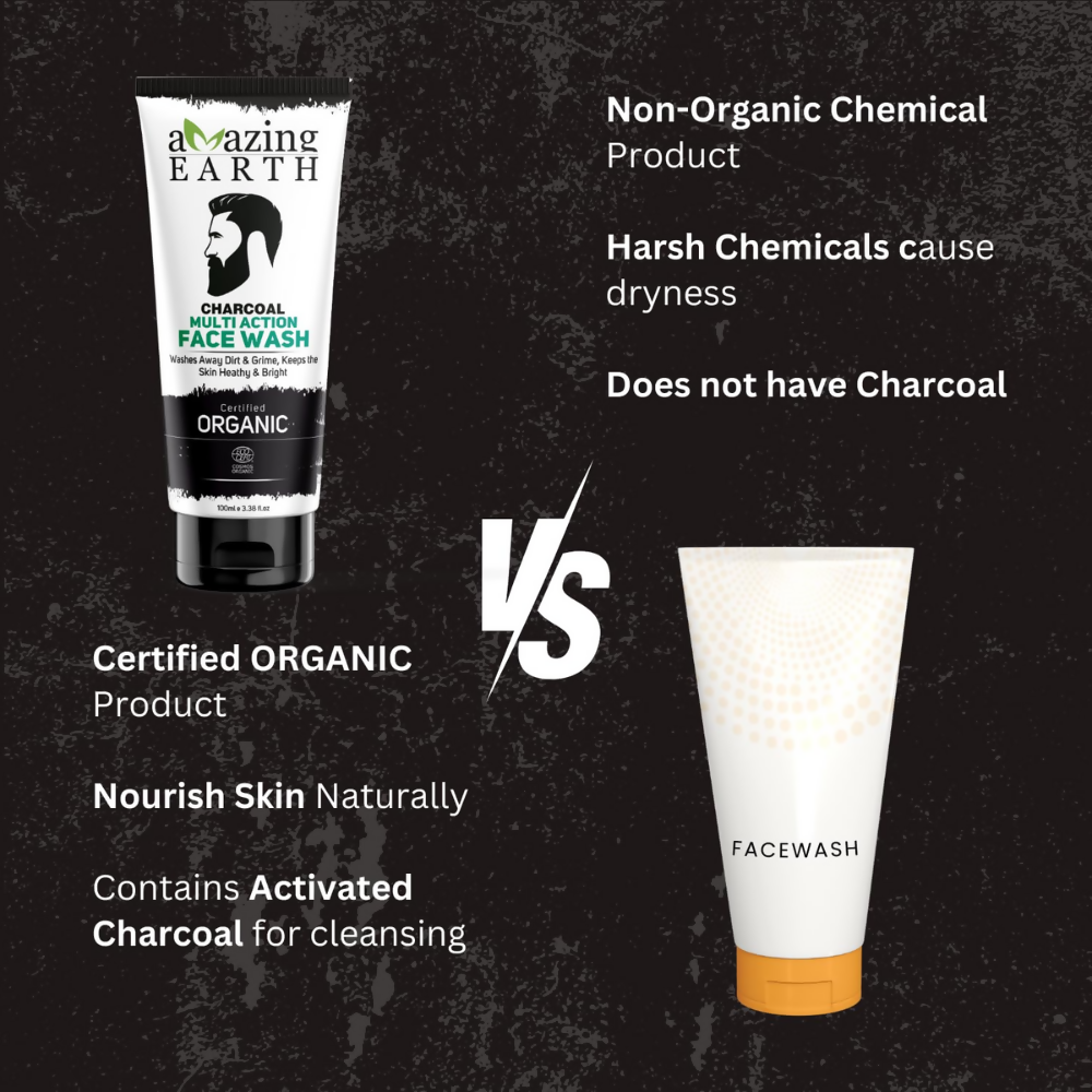 Amazing Earth Certified Organic Activated Charcoal Face Wash | Grocsy