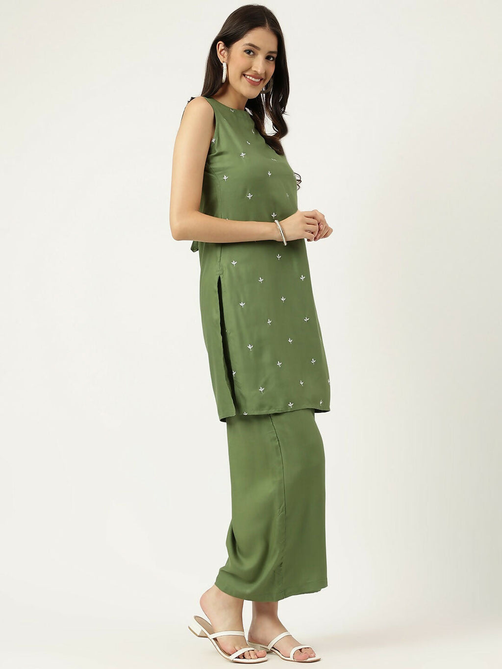 Joban Fashion Green Rayon and Embroidered Work Straight Kurta Bottom Set | Grocsy