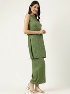 Joban Fashion Green Rayon and Embroidered Work Straight Kurta Bottom Set | Grocsy