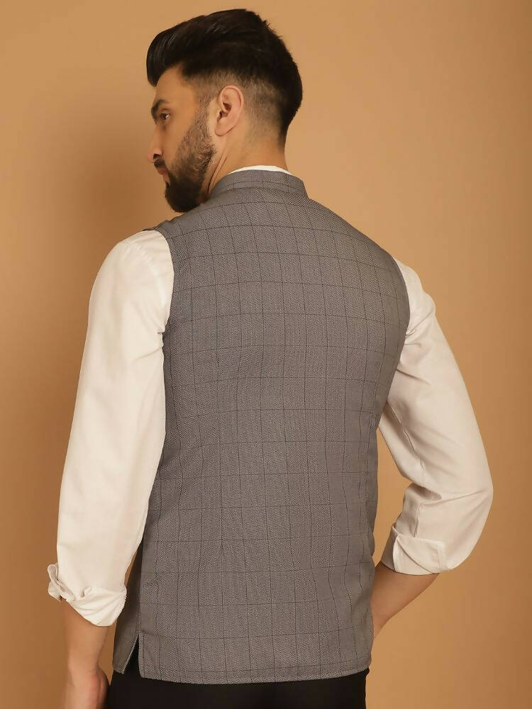 Even Apparels Nehru Jacket With Welt Pockets - Grey | Grocsy