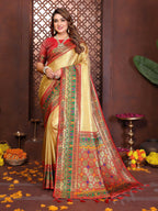 Aastha Fashion Gold Tissue Silk Weaving Saree | Grocsy