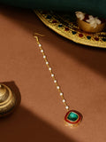 Ruby Raang Green and Red Meenakari Kundan Maang tikka | Grocsy
