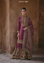 Anaita Purple Silk Readymade Palazzo Suit with Swarovski Work | Grocsy