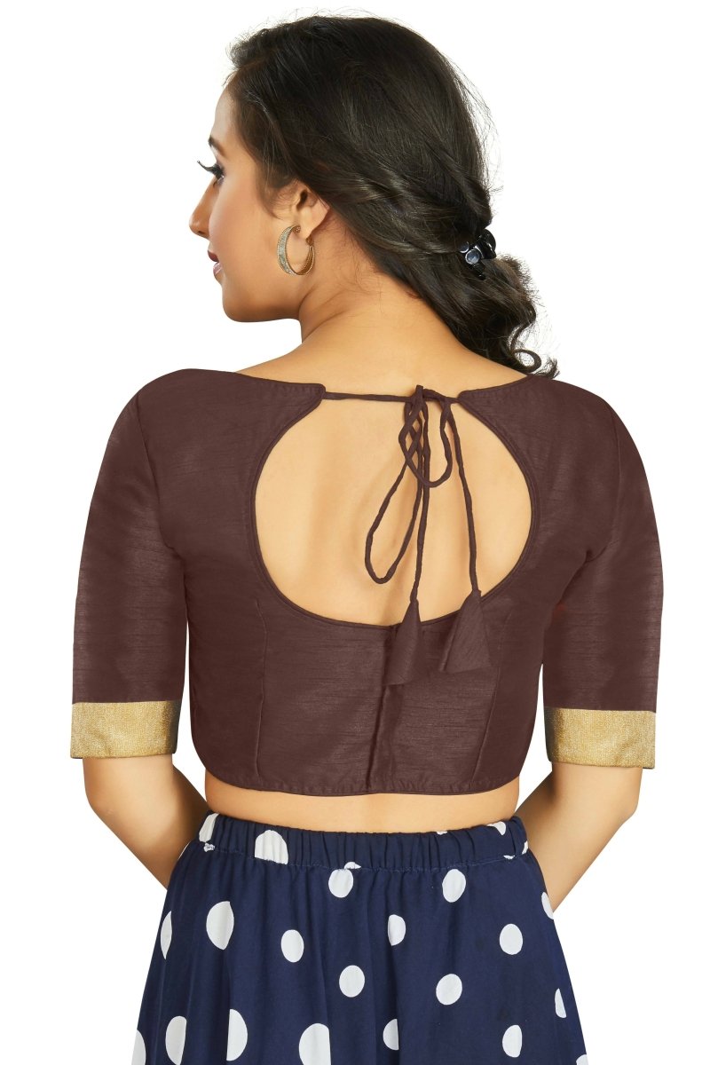 Aastha Fashion Women's Coffee Art Silk Designer Traditional Readymade Blouse | Grocsy