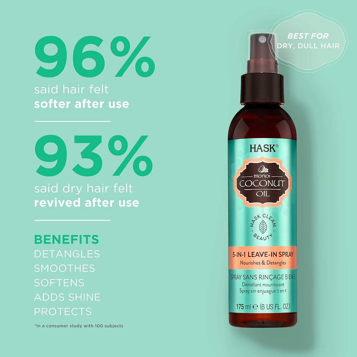 HASK Monoi Coconut Oil Leave-In Hair Spray | Grocsy