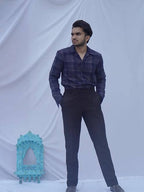 Diva Globe Ckeckard Blue Cotton Shirt | Grocsy