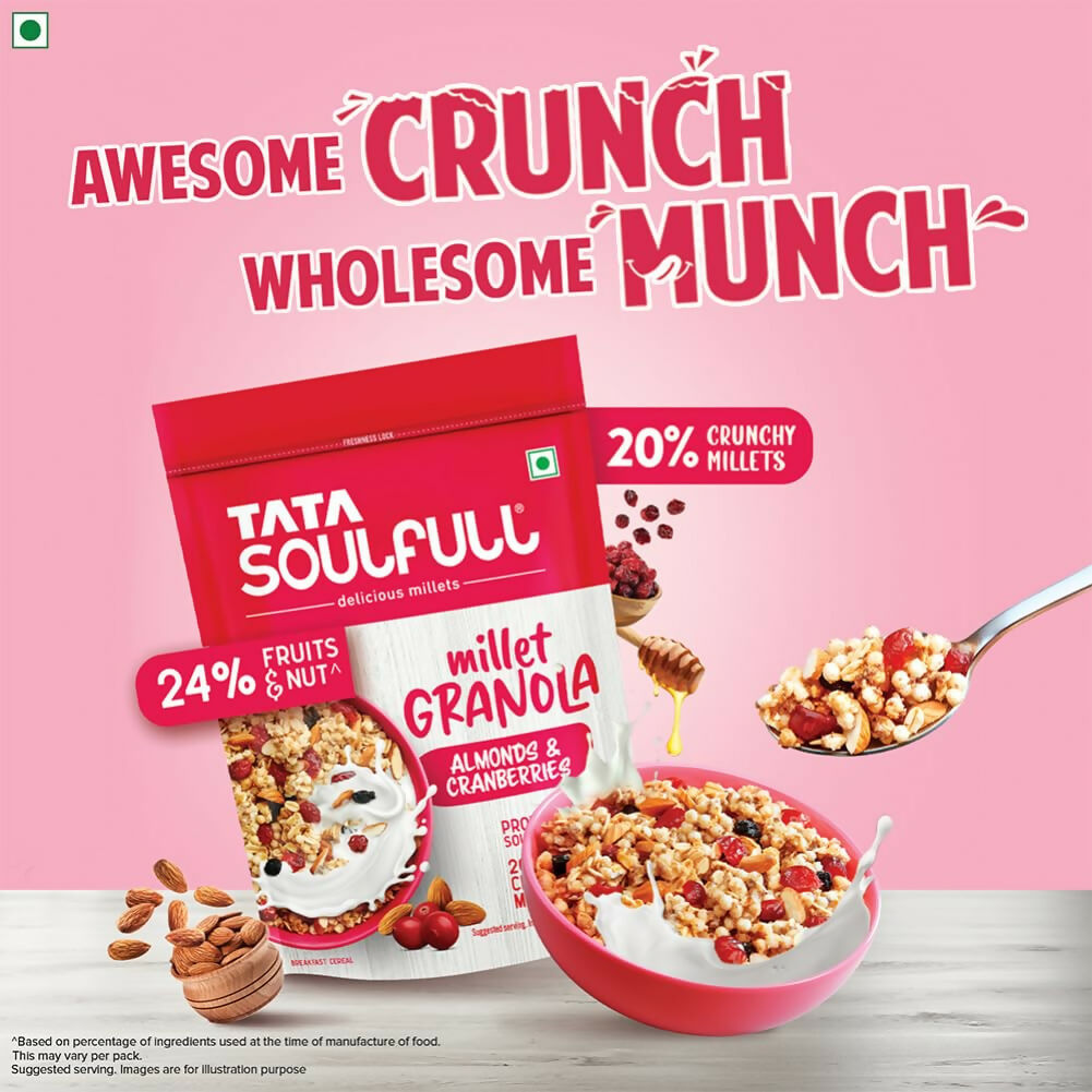 Tata Soulfull Millet Granola (Almonds & Cranberries) | Grocsy