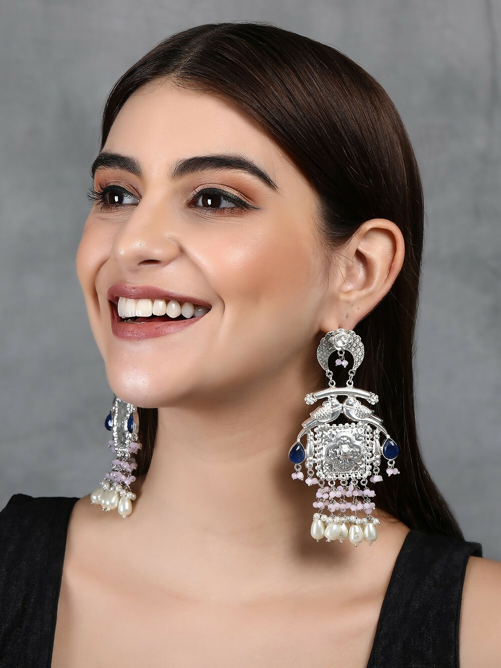 Joban Fashion Women Handcrafted Silver Tone Earrings | Grocsy